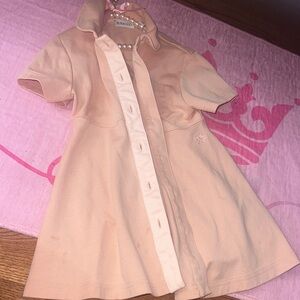 2 items- 
Burberry Light Peach Button-Down Dress & Sandals (size 7)